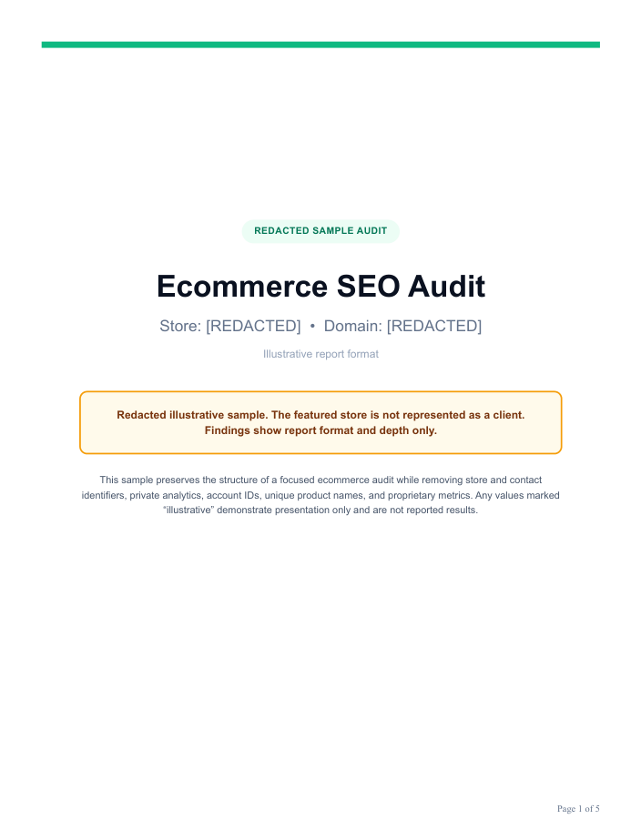 Sample audit report, cover page